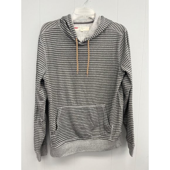 Levi’s Levi Strauss Co. Men’s Grey Striped Medium Pullover Hoodie - Picture 1 of 8